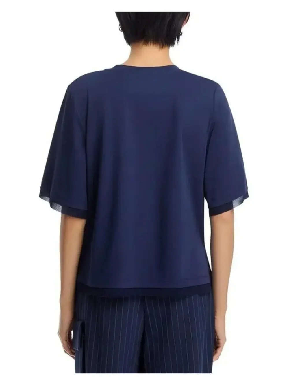 298$ Kobi Halperin Lana Knit Shirt Top Short Sleeves Size S Navy Blue